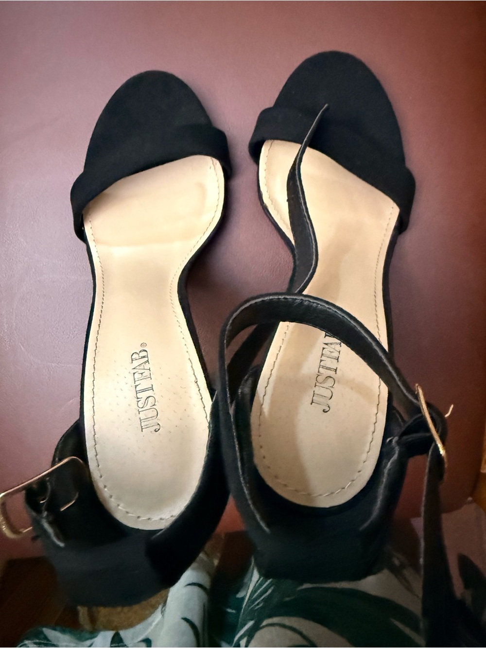 JustFab Black Ankle-Strap Open-Toe Sandals